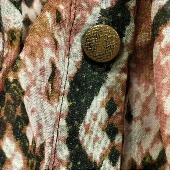 NY Collection Women’s Snakeskin Design Pink Brown Long Sleeve Sheer Button Up S - Picture 5 of 13